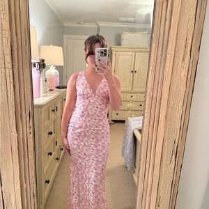 Elegant Pink Sequin Evening Gown